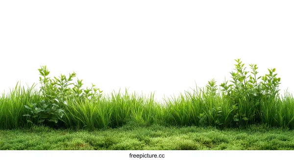 [Transparent Background PNG]Fresh Green Grass and Plants Background
