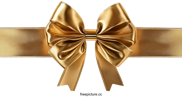 [Transparent Background PNG]Golden Ribbon Bow with Gift Wrapping