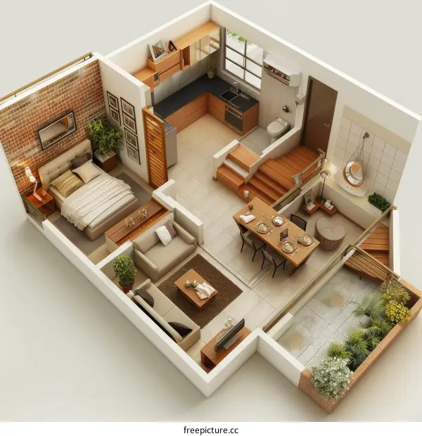 Small House Floor Plan Design with Furniture