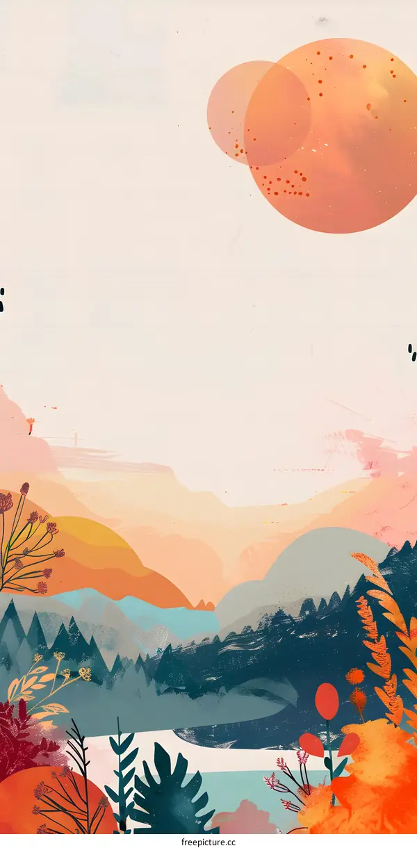 Abstract Landscape with Orange and Blue Tones