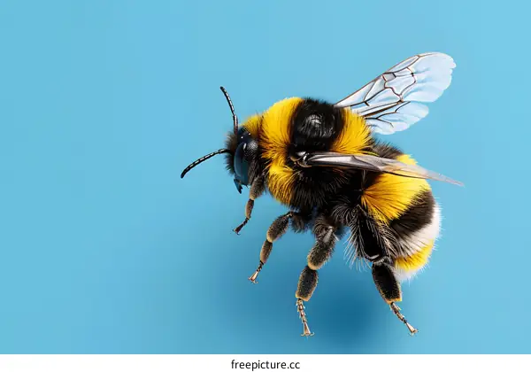 A bee on a blue background