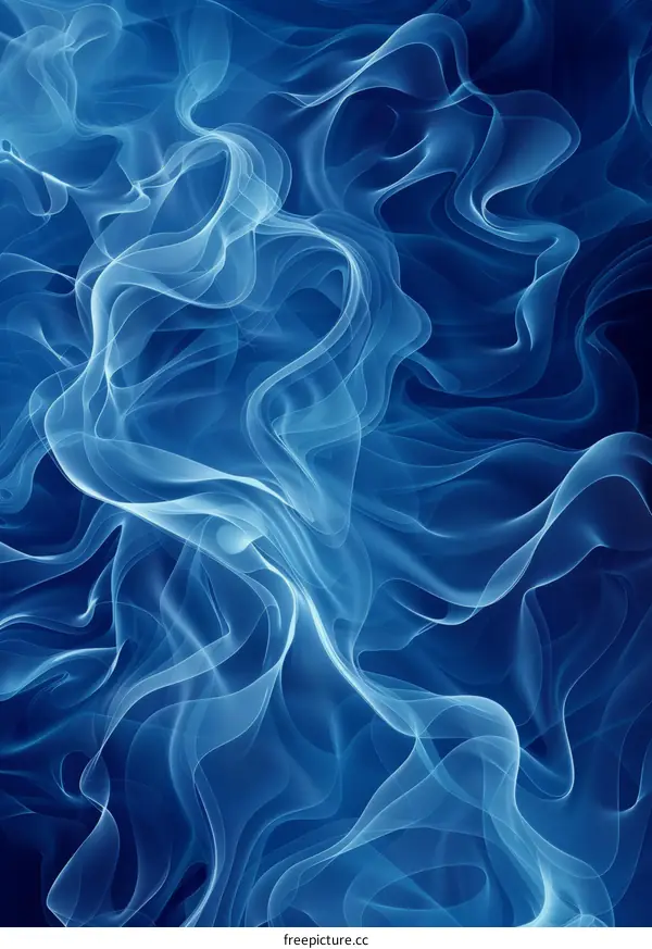 Abstract Blue Smoke Flowing