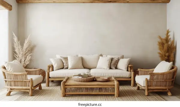 Beige Wooden Living Room Interior Design