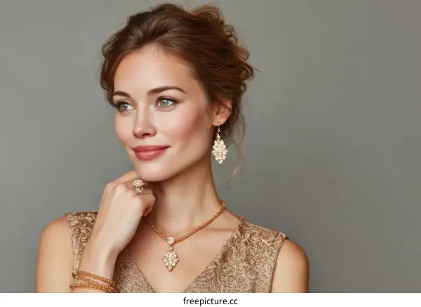 Elegant Woman Wearing Exquisite Jewelry