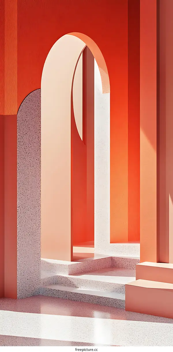 Minimalist Red Archway Interior Design