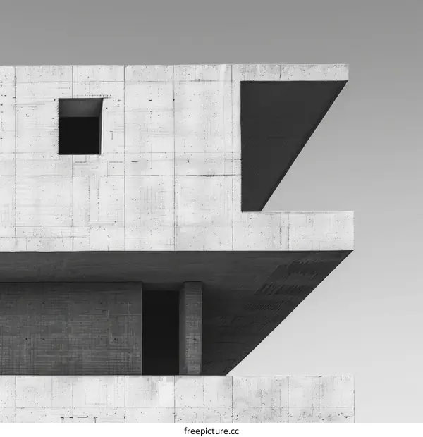Modern Concrete Building with Geometric Shapes