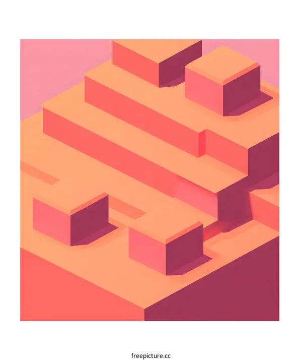 Abstract Geometric Shapes in Pink and Orange