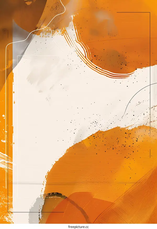 Abstract Orange and White Background With Brush Strokes