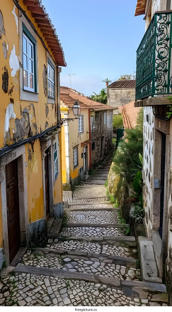 Cobblestone Street in a European Town
