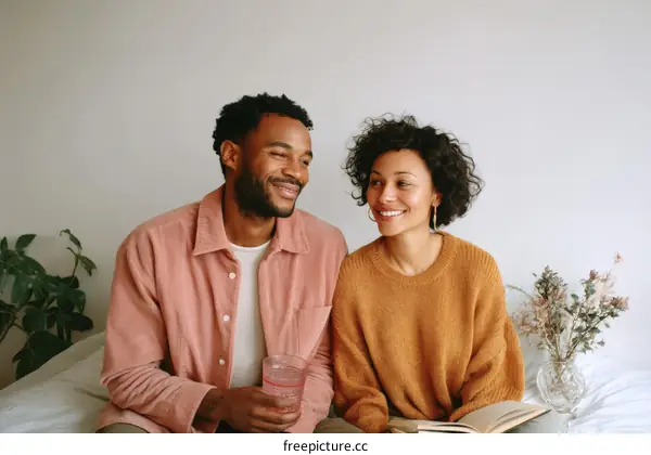 Couple Relaxing Together on Bed