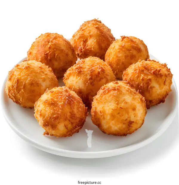 Plate of golden brown fried cheese balls