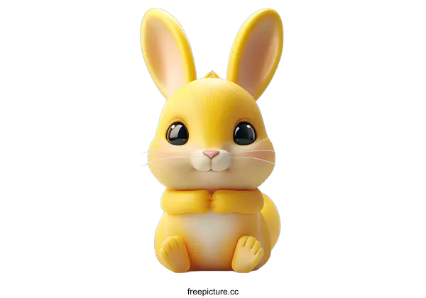 [Transparent Background PNG]Cute Yellow Cartoon Bunny Rabbit