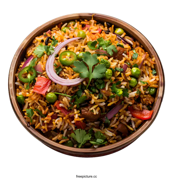 [Transparent Background PNG]Spicy Chicken Biryani Indian Food