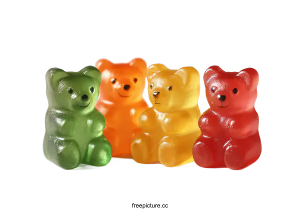 [Transparent Background PNG]Colorful Gummy Bears on White Background