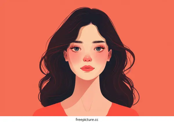 portrait of a young beautiful woman with long dark hair