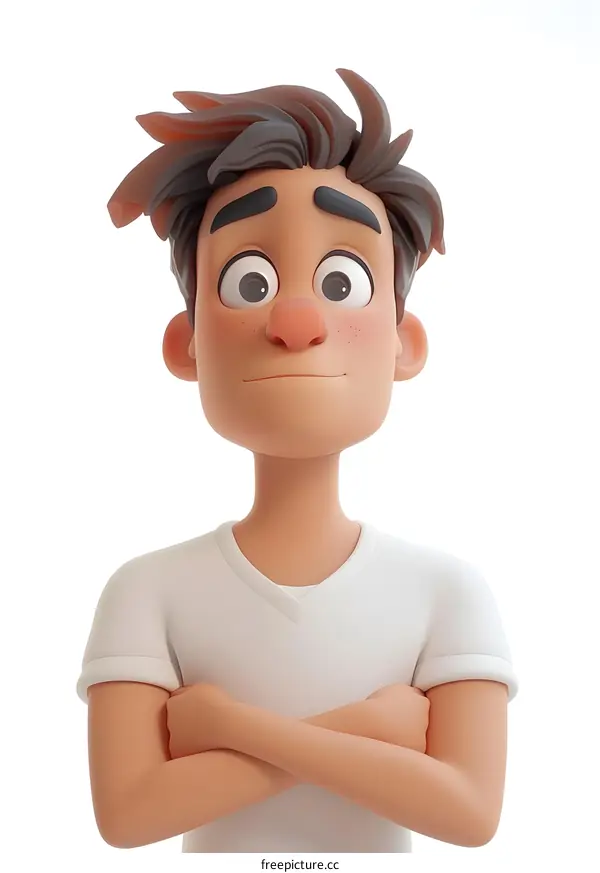 Smiling Cartoon Man With Arms Crossed, Illustration