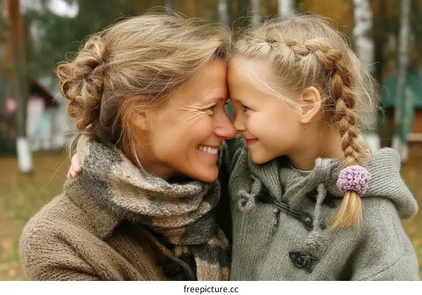 Mother and Daughter Love in Autumn