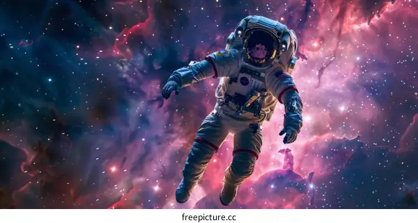 Astronaut in Space Suit Explores the Vastness of Cosmos