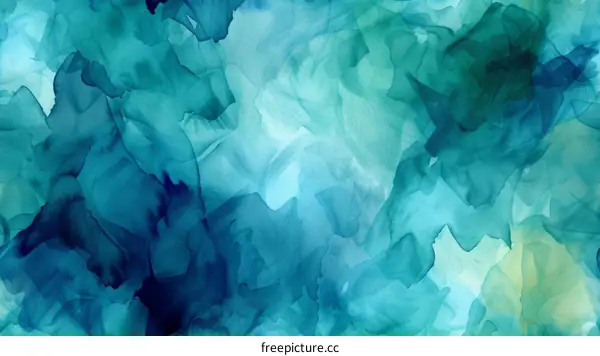 Abstract Seamless Pattern Blue and Teal Watercolor Background