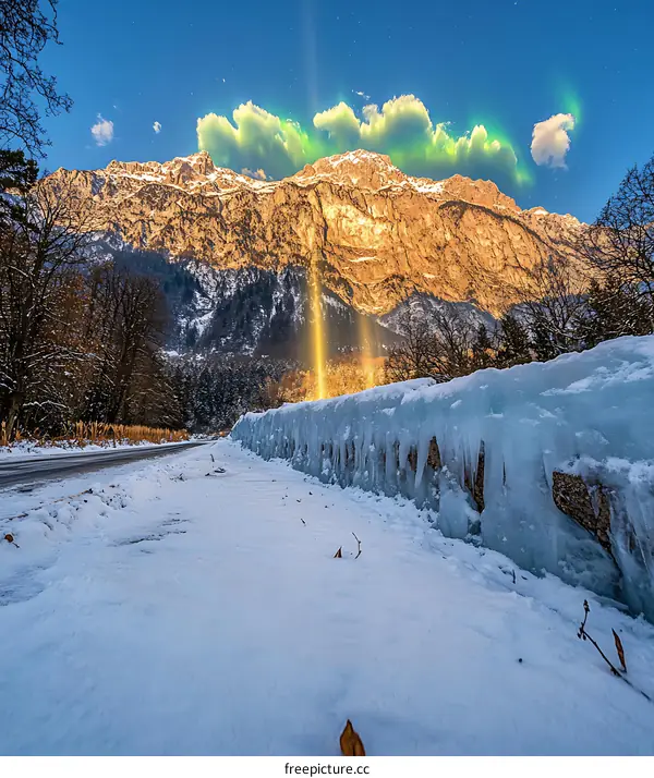 Mountainous Landscape With Snow and Icy Wall