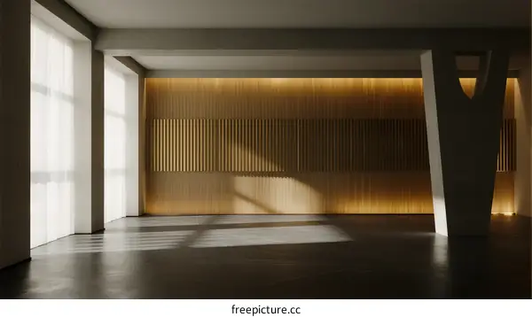 Interior space with wooden wall and natural light