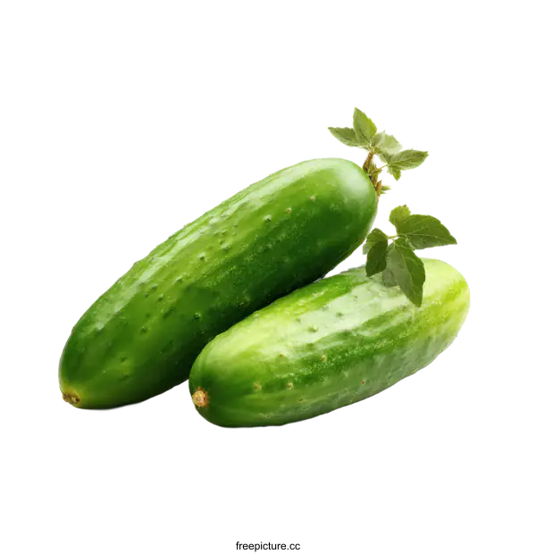 [Transparent Background PNG]Fresh Cucumbers with Leaves