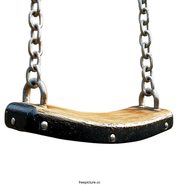 [Transparent Background PNG]Vintage Wooden Swing with Metal Chains
