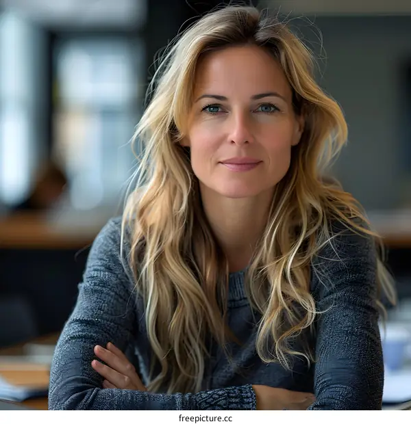 Portrait of a beautiful blonde woman smiling