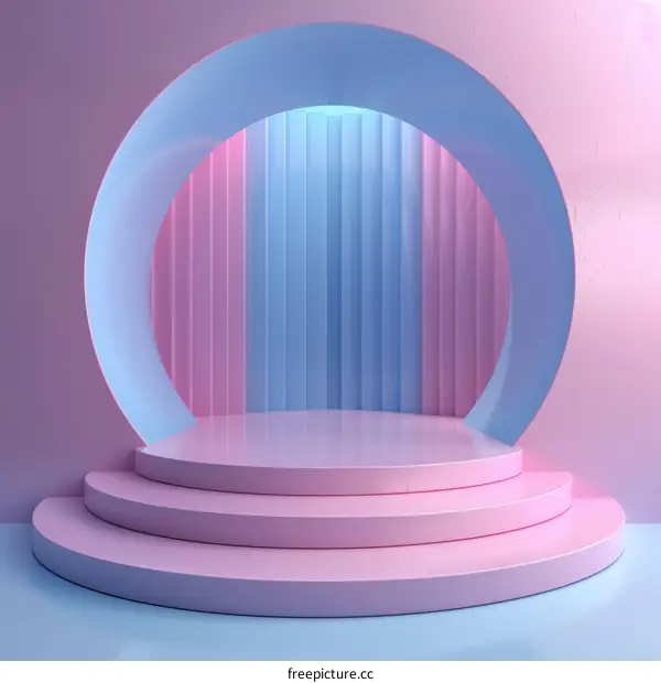 Pastel Pink and Blue Podium for Product Display