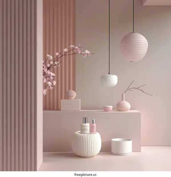 Minimalist Pink and White Home Decor Still Life
