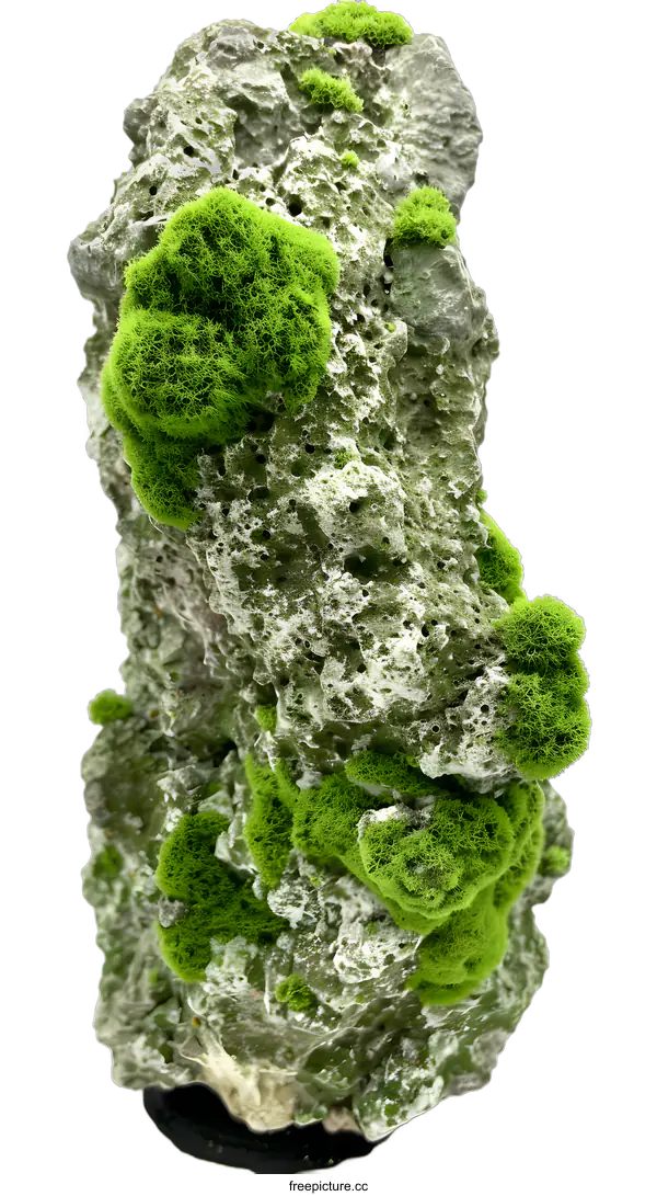 [Transparent Background PNG]Green Moss Covered Rock Isolated On White Background