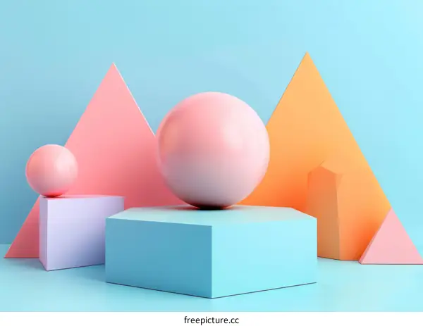 Pink and blue pastel geometric shapes