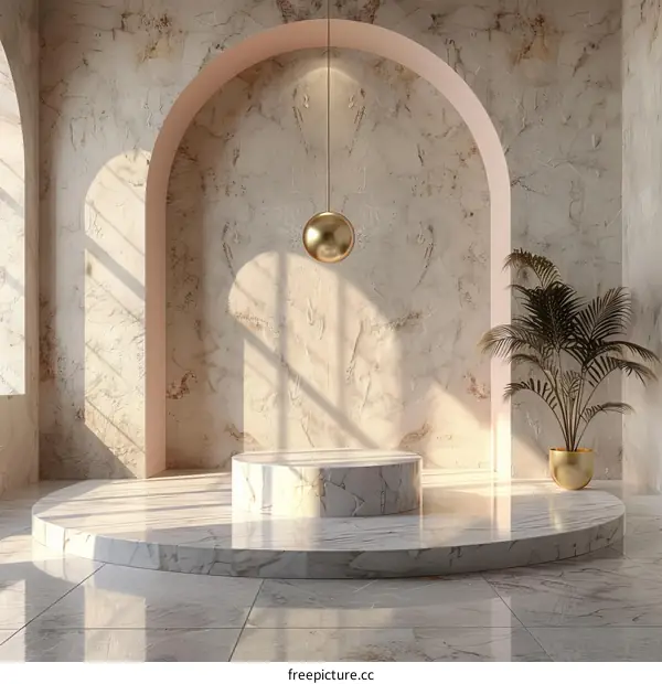 Elegant Marble Podium Display Stand Interior Design