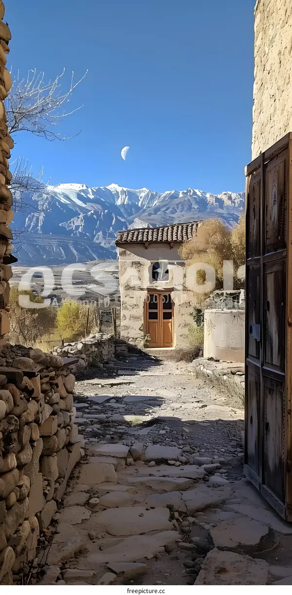 An old stone house in a mountain village
