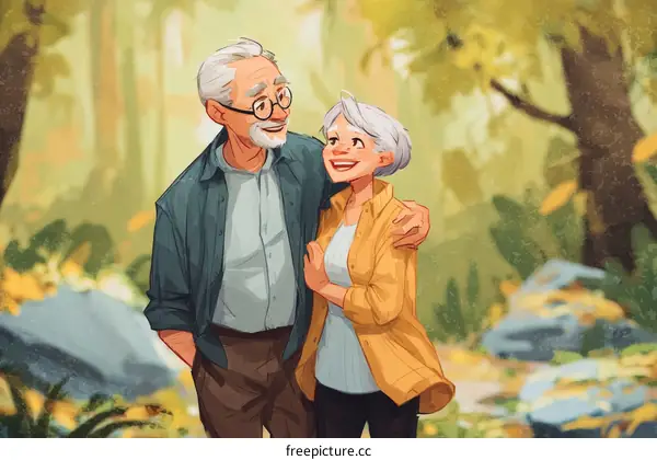 Affectionate Senior Couple Enjoying Nature