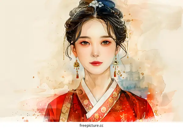 Portrait of a young woman in traditional Chinese clothing