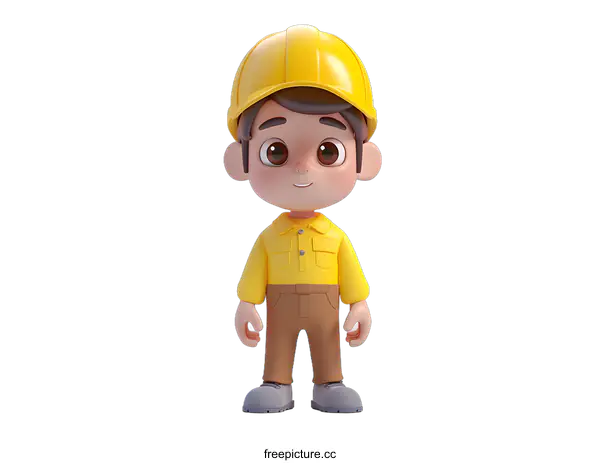 [Transparent Background PNG]3D rendering of a construction worker