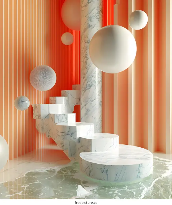 Modern Architectural Staircase in Geometry Space