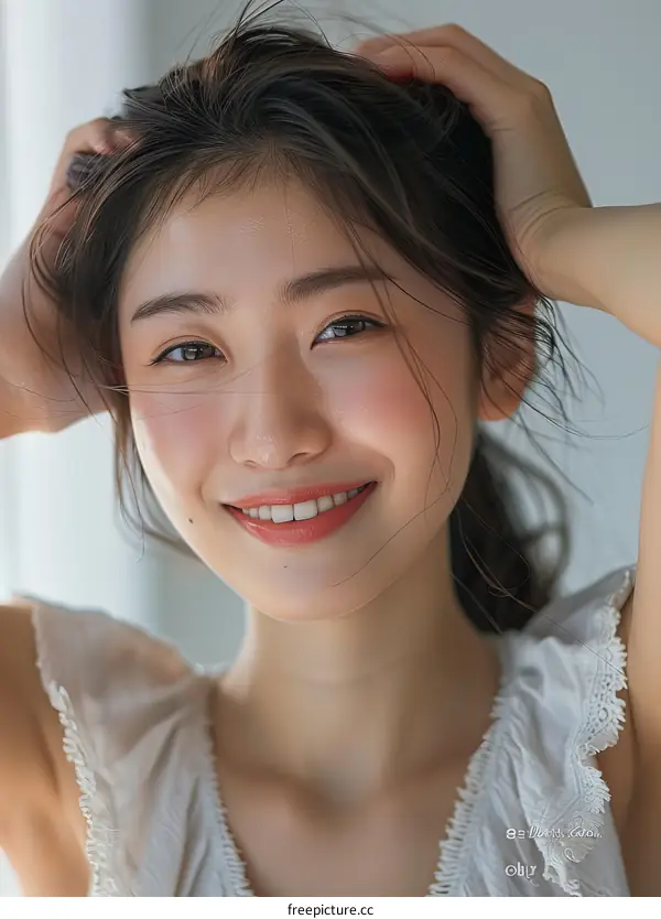 Portrait of a young Asian woman smiling
