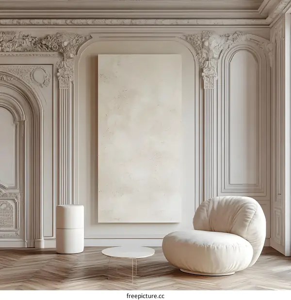 Minimalist Interior Design With White Walls And Beige Furniture