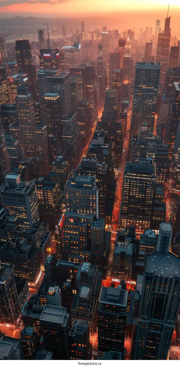 A Metropolis with High-Rise Buildings During the Day