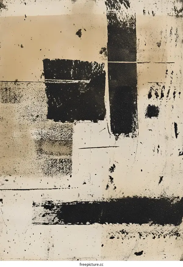 Abstract Art Painting with Black and Beige Colors