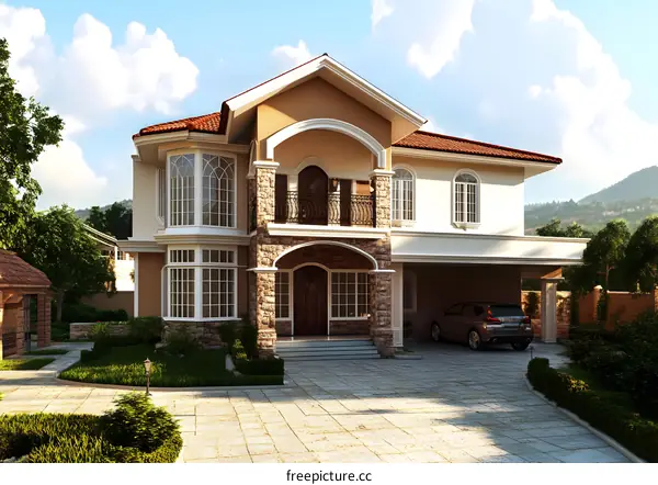 Luxury Modern Home With Stone Exterior And Large Windows