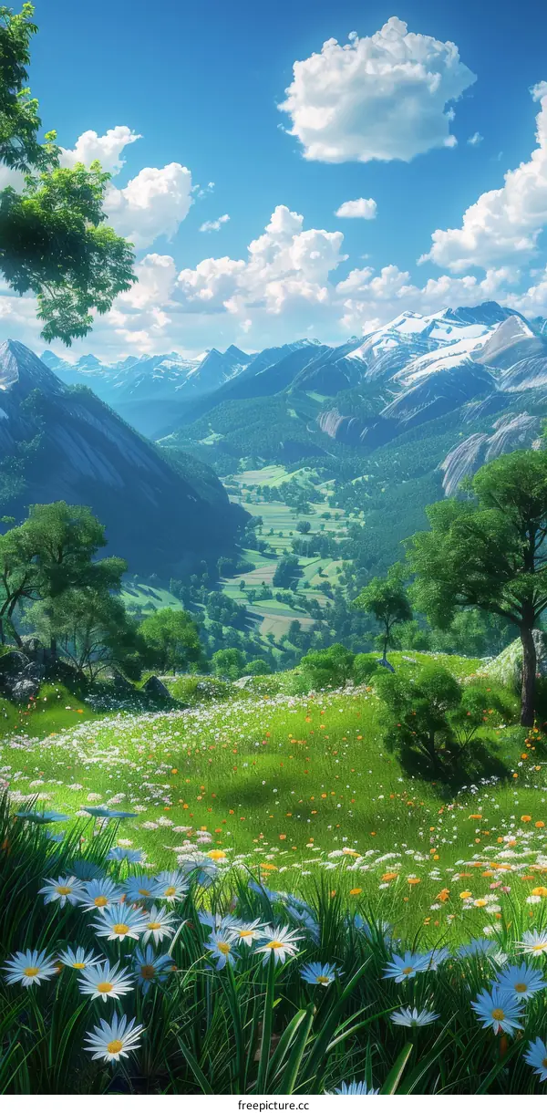 Serene Green Mountains and Vast Meadows