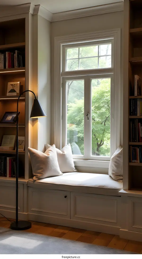 Cozy Reading Nook by the Large Window