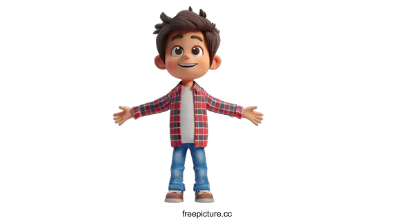 [Transparent Background PNG]Smiling Cartoon Boy With Open Arms
