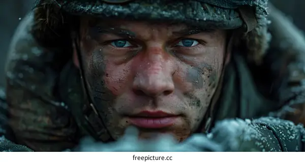 Portrait of a soldier in winter gear