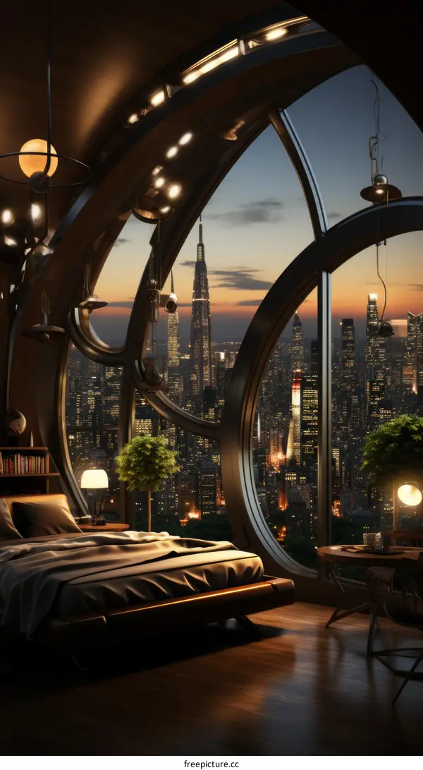 futuristic city bedroom interior design