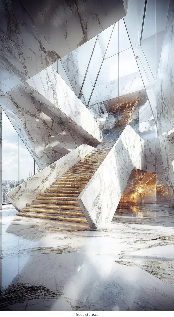 Modern Marble Staircase Architecture Design