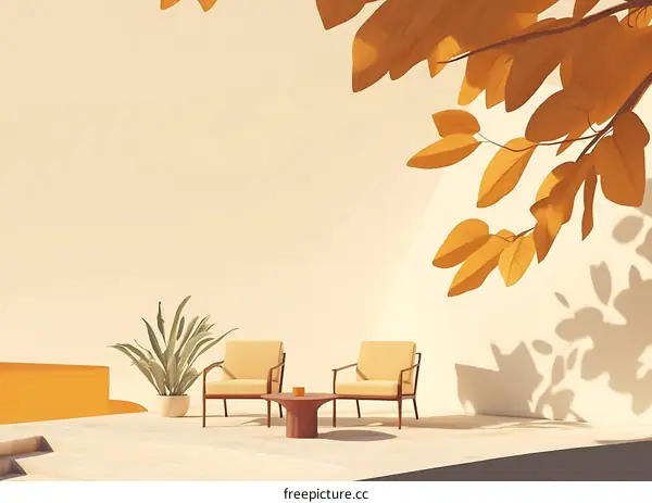 Minimalist Patio with Two Chairs and a Table